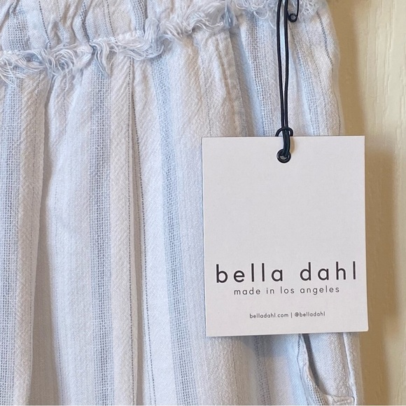 Bella Dahl Linen Blend Folded Pocket Pant in Navy and White Stripes Medium NWT - Picture 7 of 11